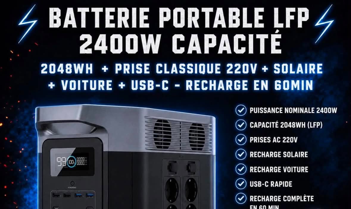 Batterie portable LFP 2400 W — 2048 Wh